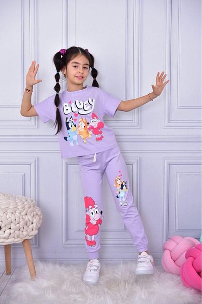 LİLLYPİCCA GIRL'S BLUEY PATTERNED COTTON COMBED TOP SET