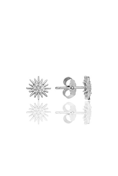 Söğütlü Silver Gümüş rodyumlu zirkon taşlı güneş küpe SGTL12333RODAJ