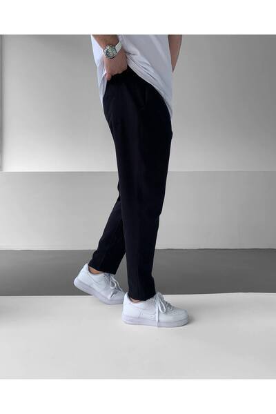 NO1 KONSEPT Μαύρο παντελόνι Relax Fit Basic Fabric