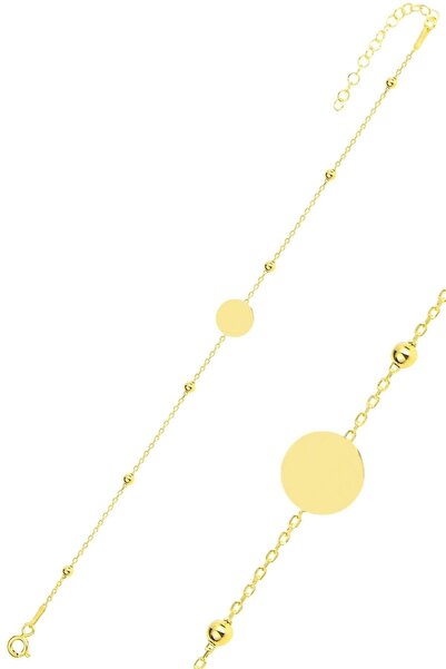 Söğütlü Silver Gümüş Altın Yaldızlı Top Top Zincirli Pul Bileklik Sgtl11931gold