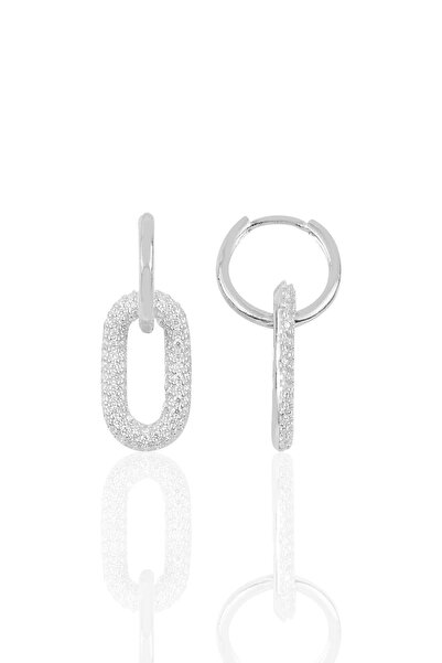 Söğütlü Silver Gümüş rodyumlu zirkon taşlı handy küpe SGTL10273RODAJ