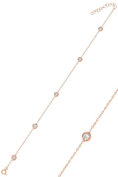 Söğütlü Silver Gümüş rose zirkon tek sıra taşlı bileklik SGTL12500ROSE