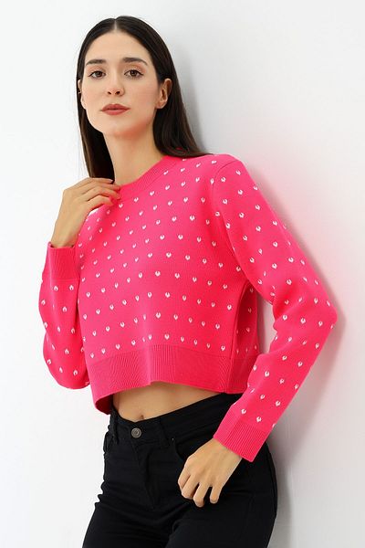 Devinka Γυναικεία πλεκτή μπλούζα Crew Neck - Κοντή