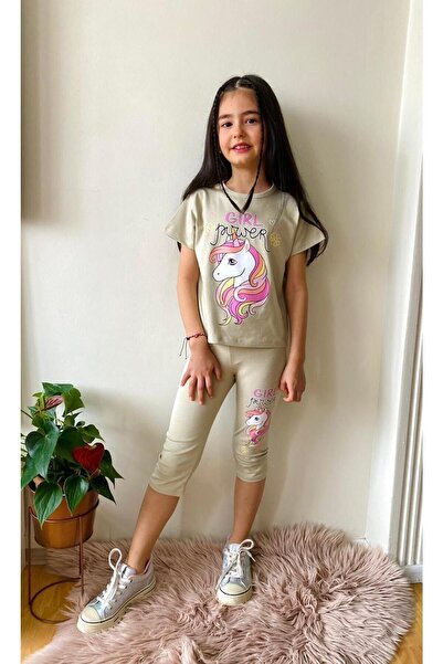 LİLLYPİCCA طقم كابري من القطن الممشط مكون من قطعتين للفتيات بنمط وحيد القرن