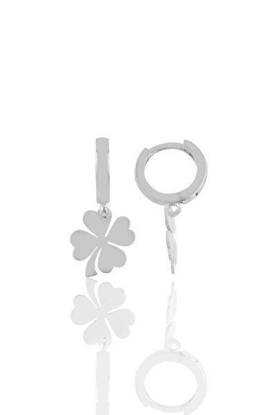 Söğütlü Silver Gümüş Rodyumlu Yonca Küpe Sgtl10790rodaj