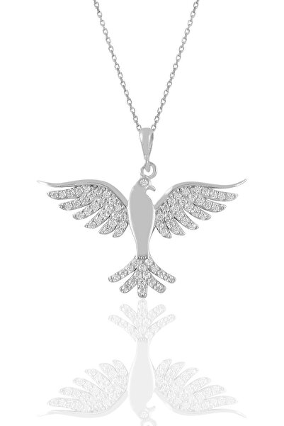 Söğütlü Silver Gümüş Rodyumlu Zirkon Taşlı Simurg Anka Kuşu Kolye