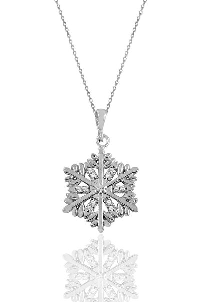 Söğütlü Silver Gümüş Rodyumlu Zirkon Taşlı Kar Tanesi Kolye Sgtl11123rodaj