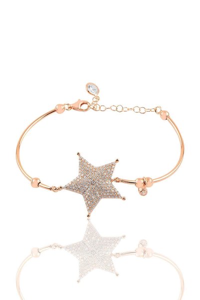Söğütlü Silver Gümüş Rose Zirkon Taşlı Star Bilezik Sgtl10996rose