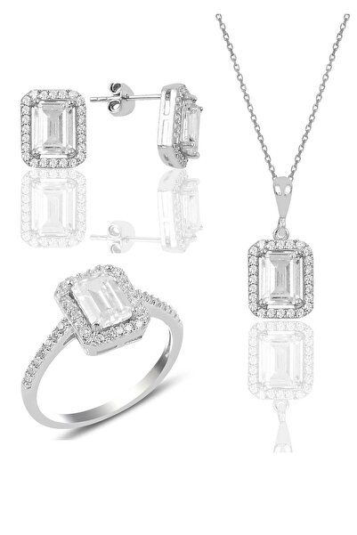 Söğütlü Silver Gümüş Baget Taşlı Üçlü Set Sgtl10479rodaj