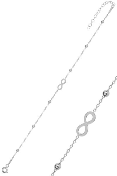 Söğütlü Silver Gümüş Rodyumlu Gümüş Top Top Zincirli Sonsuzluk Bileklik Sgtl1...