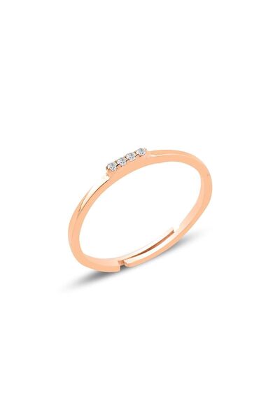 Söğütlü Silver Gümüş Rose Zirkon Taşlı Ayarlamalı Elegant Gümüş Yüzük Sgtl106...
