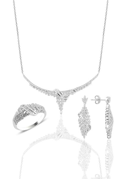 Söğütlü Silver Gümüş Rodyumlu Pırlanta Modeli Beyaz Altın Görünümlü Kolye Küp...