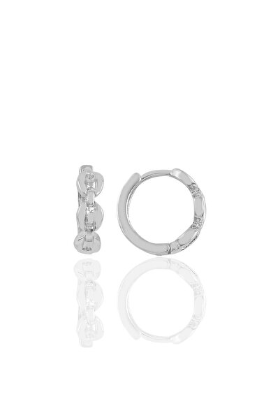 Söğütlü Silver Gümüş Rodyumlu Düğme Desenli Halka Küpe Sgtl10448rodaj