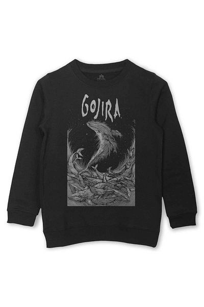 so cool Черен детски суитшърт - щампа Gojira, Fish and Dog
