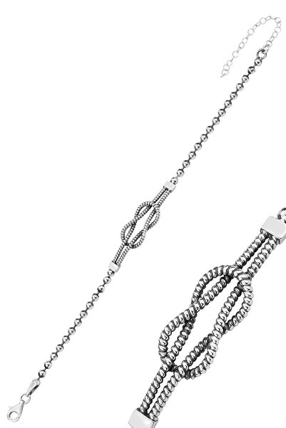 Söğütlü Silver Gümüş oksitli top zincirli gemici düğümü erkek bileklik SGTL12...