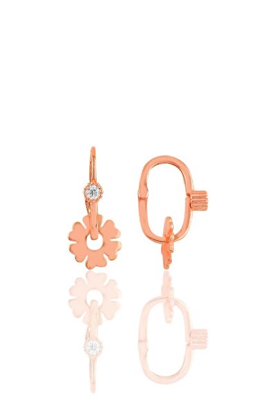 Söğütlü Silver Gümüş Rose Yonca Modeli Zirkon Taşlı Göçmen Küpe Sgtl8801