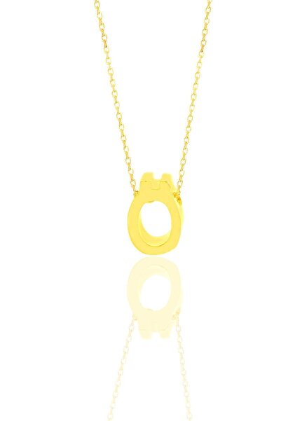 Söğütlü Silver Gümüş Altın Yaldızlı Üç Boyutlu Minimal Ö Harf Kolye Sgtl11180oo