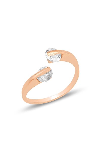 Söğütlü Silver Gümüş Rose Zirkon Taşlı Üstten Ayarlamalı Yüzük Sgtl11815rose