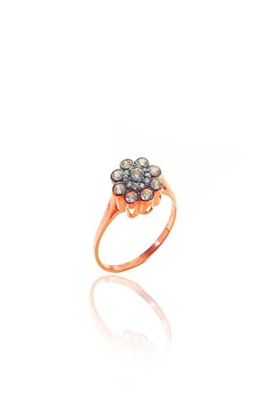 Söğütlü Silver Gümüş Rose Zirkon Taşlı Elmas Montürlü Çiçek Modeli Yüzük Sgtl...