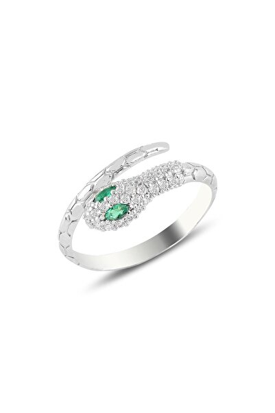 Söğütlü Silver Gümüş Rodyumlu Kök Zümrüt Ve Zirkon Taşlı Ayarlanabilir Yılan ...