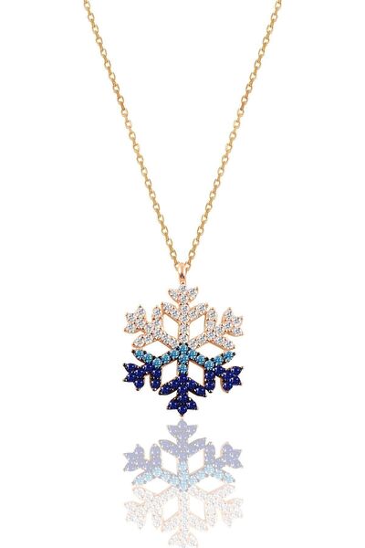 Söğütlü Silver Gümüş Rose Renkli Taşlı Kar Tanesi Kolye Sgtl10714rose