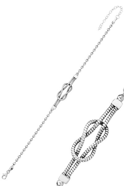 Söğütlü Silver Gümüş top zincirli gemici düğümü erkek bileklik SGTL12428BEYAZ