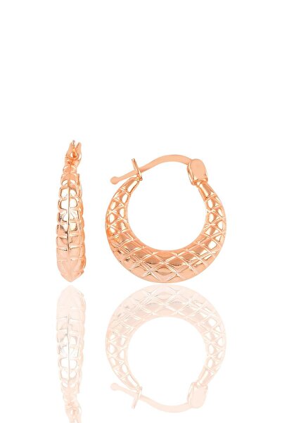 Söğütlü Silver Gümüş Rose Baklava Desenli Gümüş Şarnel Küpe Sgtl10708rose