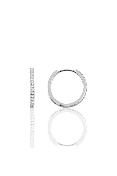 Söğütlü Silver Gümüş 17 Mm Rodyumlu Zirkon Taşlı Tamtur Halka Küpe Sgtl10141rodaj