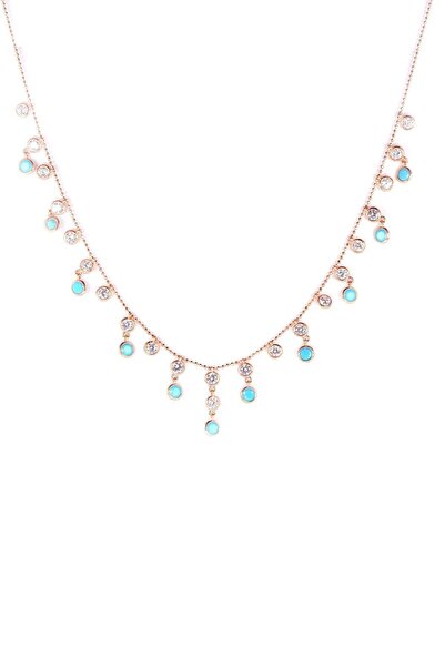 Söğütlü Silver Kadın Turkuaz Taşlı Yağmur Kolye SGTL4673