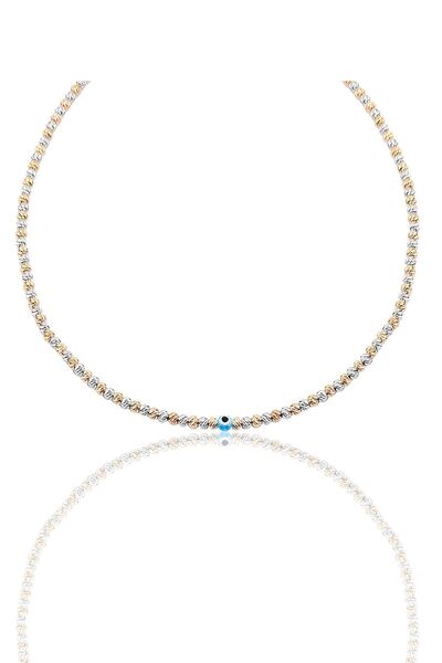 Söğütlü Silver Gümüş Rose Ve Rodyumlu Nazarlı Dorica Kolye Sgtl10390nazar