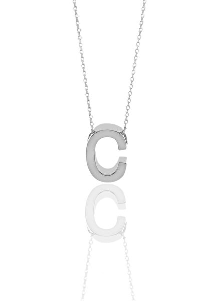 Söğütlü Silver Gümüş Rodyumlu Üç Boyutlu Minimal C Harf Kolye Sgtl11181cc