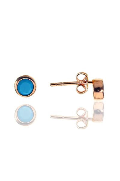 Söğütlü Silver Gümüş Mini Turkuaz Taşlı Küpe Sgtl8665