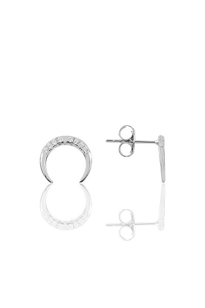 Söğütlü Silver Gümüş Zirkon Taşlı Hilal Modeli Küpe Sgtl10225rodaj