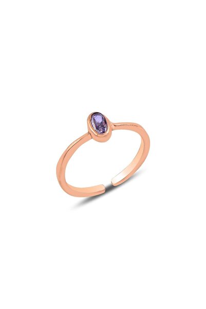 Söğütlü Silver Gümüş Rose Ametist Ayarlamalı Yüzük Sgtl10161ametis