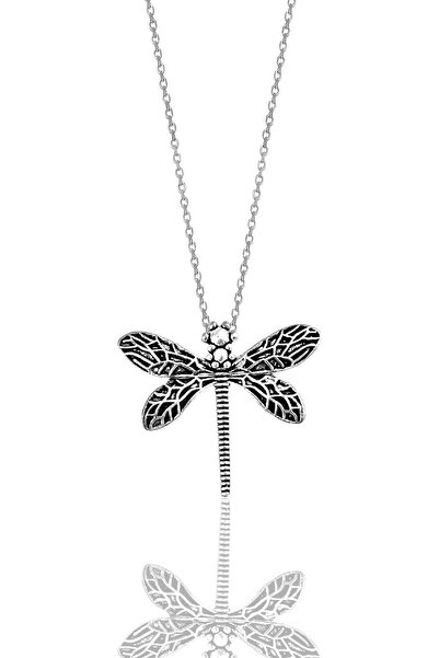 Söğütlü Silver Gümüş işlemeli oksitli yusufçuk kolye SGTL12515GUMUS