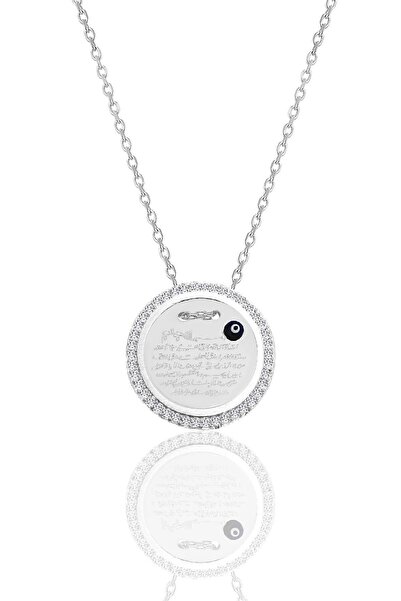 Söğütlü Silver Gümüş rodyumlu zirkon taşlı Ayetel Kürsi yazılı nazarlı plaka ...