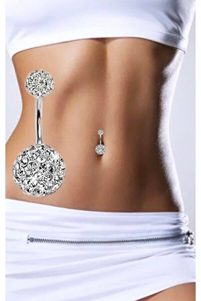 BY DİLEK ÇETİN ACCESSORY Cerrahi Çelik Taşlı Şambala Göbek Piercing
