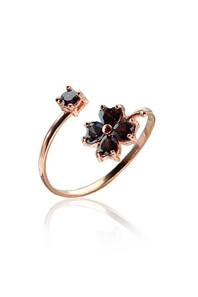 Söğütlü Silver Gümüş Mistik Taşlı Yonca Modeli Ayarlamalı Yüzük Sgtl9386