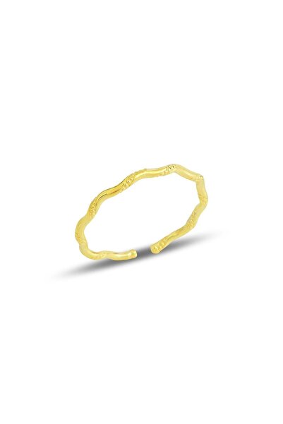 Söğütlü Silver Gümüş Altın Yaldızlı Ayarlamalı Ince Burgu Yüzük Sgtl11684gold