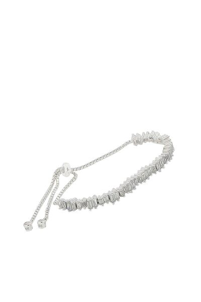 Söğütlü Silver Kadın 925 Ayar Gümüş Baget Taşlı Rodyumlu Asansörlü Bileklik S...