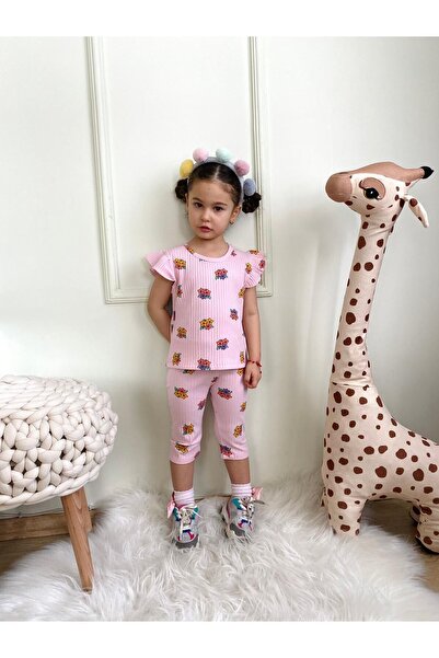 LİLLYPİCCA Set de 2 piese Capri cu mâneci cu volane, din catifea pentru fetiță