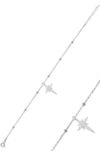 Söğütlü Silver Gümüş zirkon taşlı kutup yıldızı top top bileklik SGTL12273RODAJ