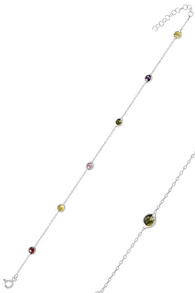 Söğütlü Silver Gümüş Renkli Sıra Taşlı Halhal