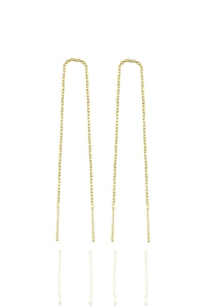 Söğütlü Silver Gümüş Altın Yaldızlı Zincir Küpe Sgtl10351gold