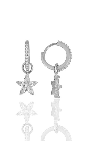 Söğütlü Silver Gümüş Rodyumlu Zirkon Taşlı Lotus Çiçeği Küpe Sgtl11942rodaj