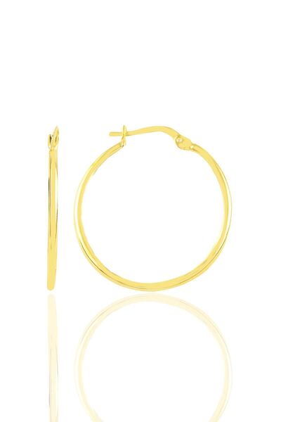 Söğütlü Silver Gümüş altın yaldızlı 32 mm şarnel halka küpe SGTL12287GOLD