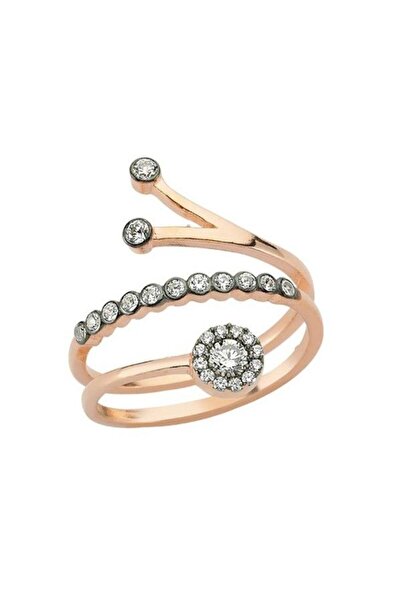 Söğütlü Silver Kadın 925 Ayar Gümüş Rose Elmas Modeli Yüzük SGTL2419