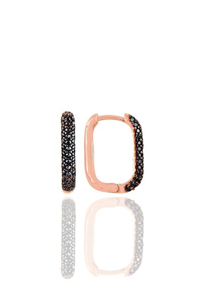 Söğütlü Silver Gümüş Rose Siyah Taşlı Trend Küpe. Sgtl10892syh