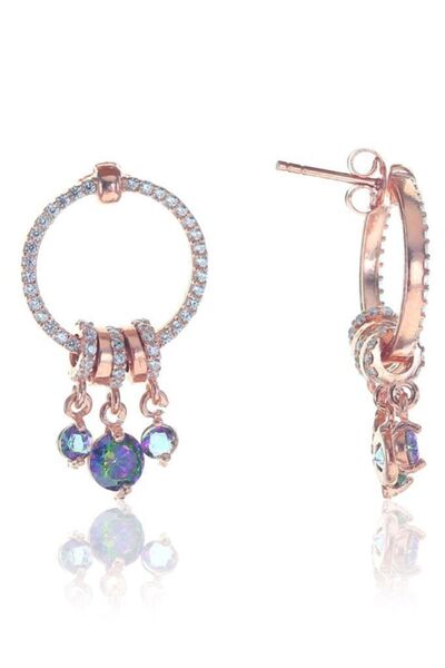 Söğütlü Silver Mistik Topaz Taşlı Ring Küpe Sgtl8231