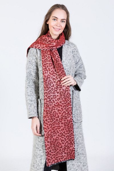 POSUSS Leopard Printed Acrylic Women's Scarf Red Navy - Ps725